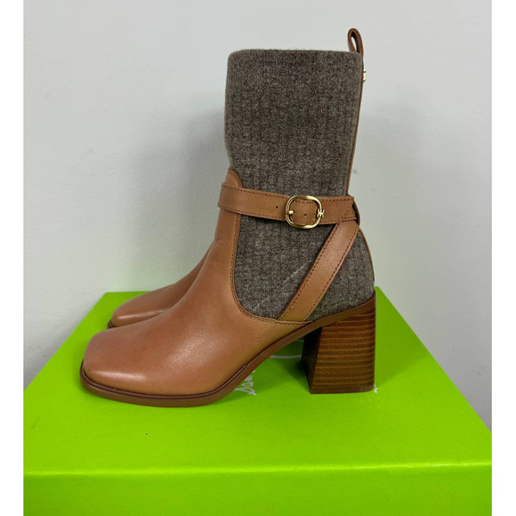 Sam Edelman Marci Sock Bootie In Lt Cuoio Brown Leather Size 6.5 - Picture 3 of 9